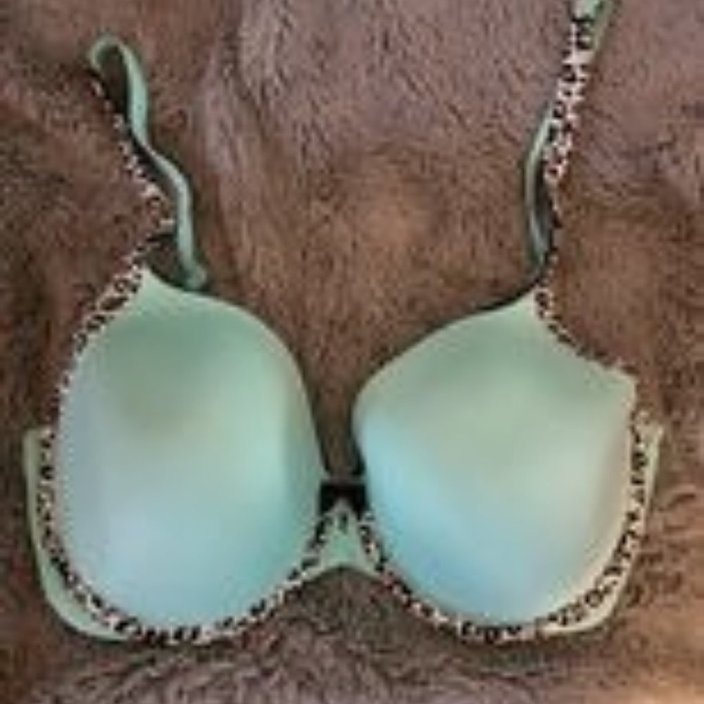 Victoria Secret Mint/Leopard Bra Size 38DD